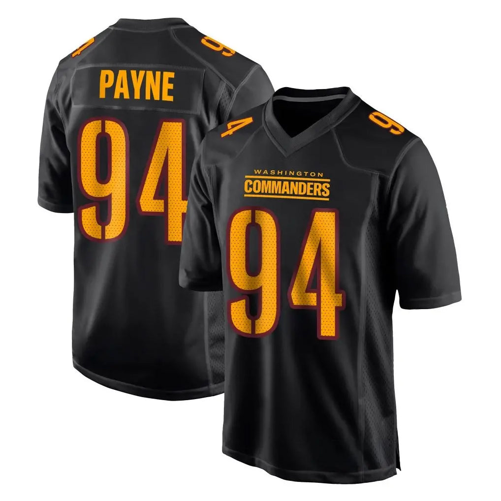 Tuec W.Commanders #94 Daron Payne Player Black Carbon Fashion Home Game Stitched Jerseys