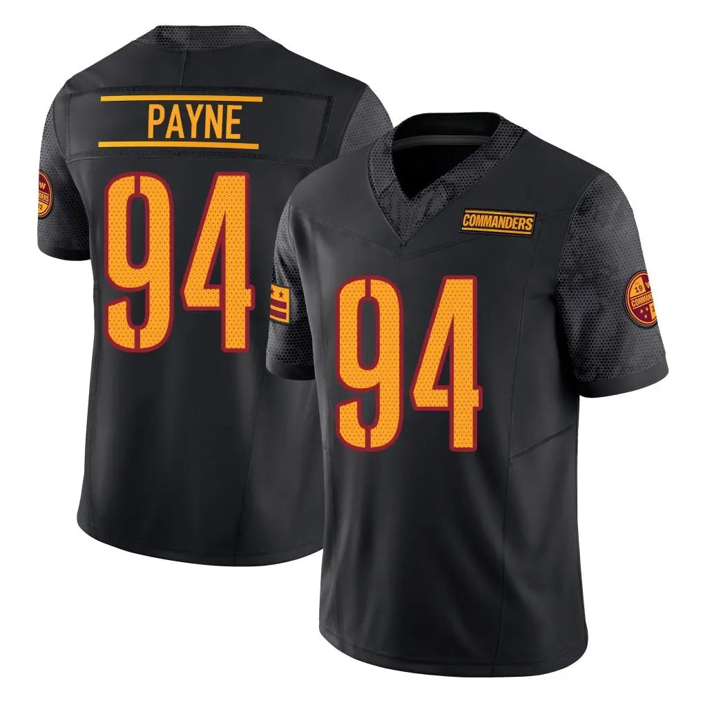 Tuec W.Commanders #94 Daron Payne Player Black Limited Vapor F.U.S.E. Home Game Stitched Jerseys