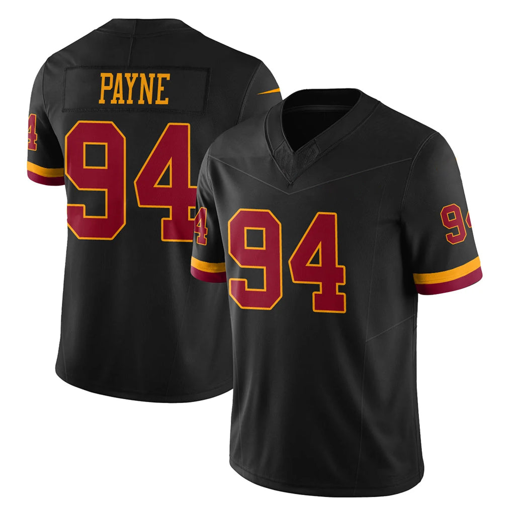 Tuec W.Commanders #94 Daron Payne Player Black Limited Vapor Home Game Stitched Jerseys