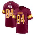 Tuec W.Commanders #94 Daron Payne Player Burgundy Home Game Stitched Jerseys