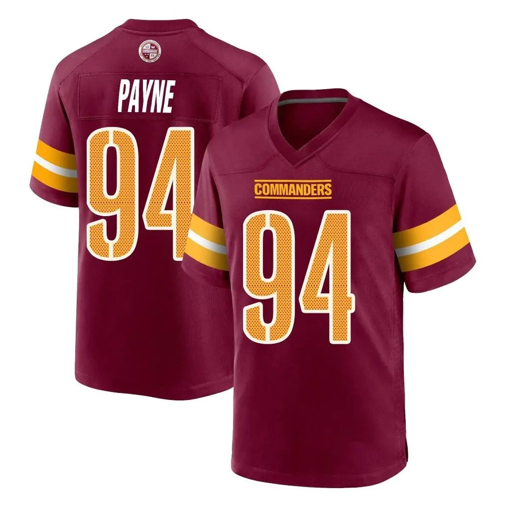 Tuec W.Commanders #94 Daron Payne Player Burgundy Home Game Stitched Jerseys