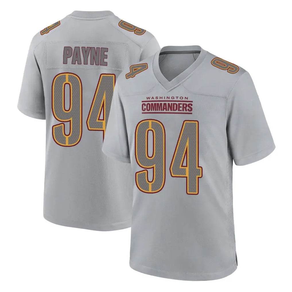 Tuec W.Commanders #94 Daron Payne Player Gray Atmosphere Fashion Home Game Stitched Jerseys