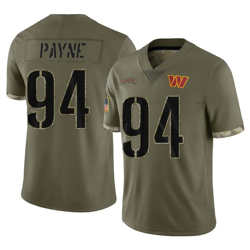 Tuec W.Commanders #94 Daron Payne Player Olive Salute To Service Limited Home Game Stitched Jerseys