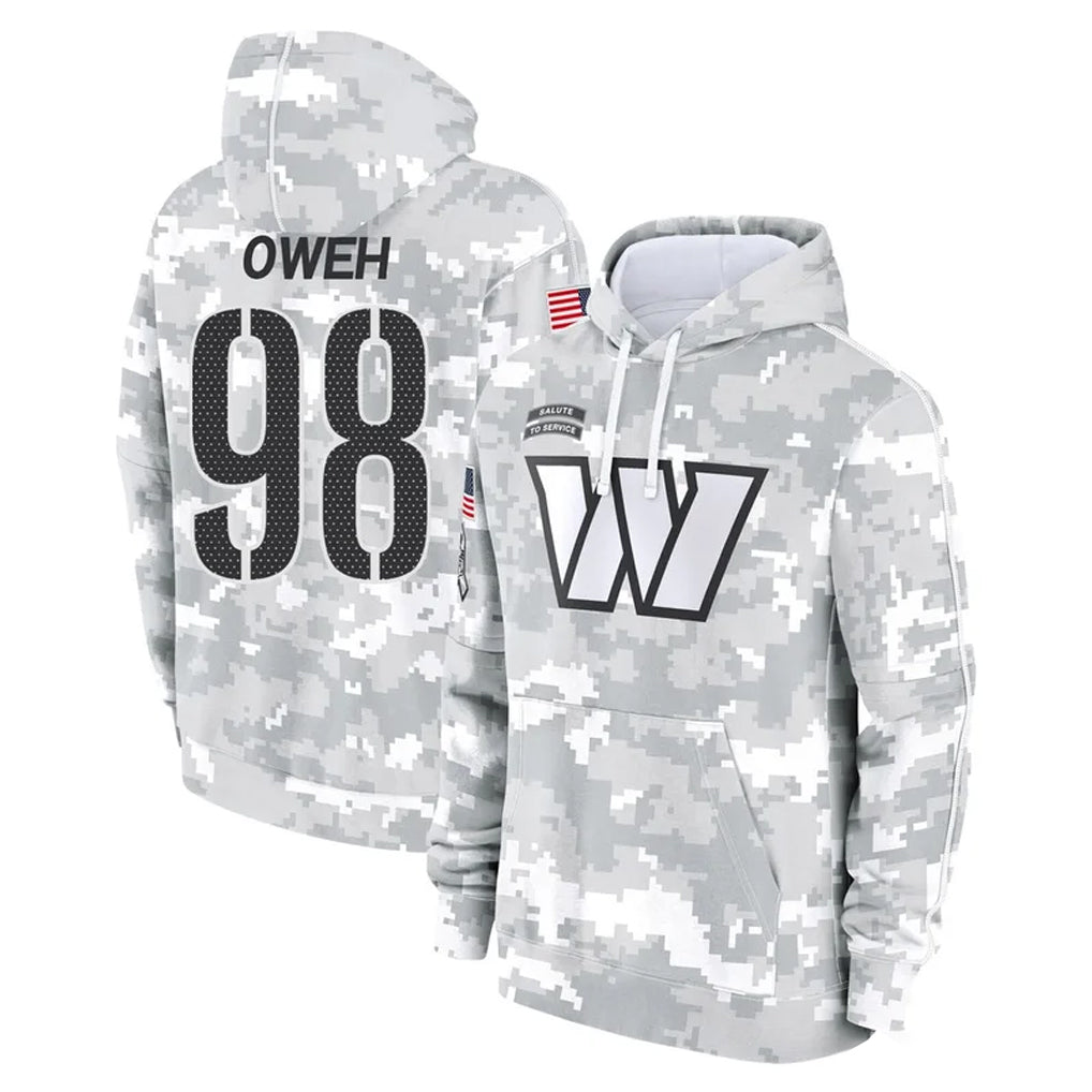 Tuec W.Commanders #98 Odafe Oweh Player Arctic Camo Limited Salute to Service Pullover Hoodies Game Stitched Jerseys