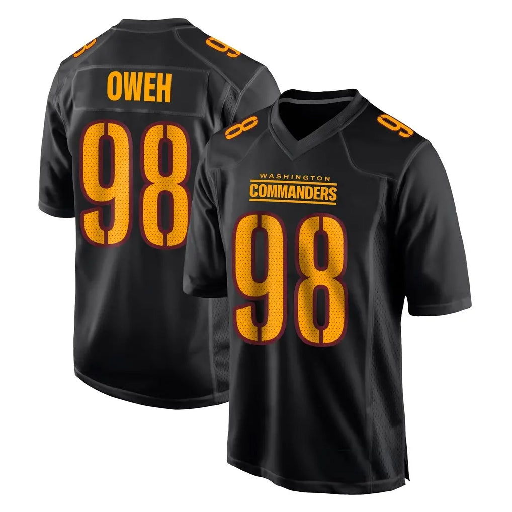 Tuec W.Commanders #98 Odafe Oweh Player Black Carbon Fashion Home Game Stitched Jerseys