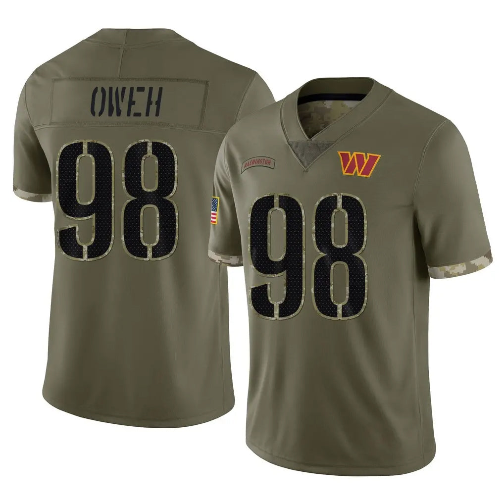Tuec W.Commanders #98 Odafe Oweh Player Olive Salute To Service Limited Home Game Stitched Jerseys