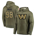 Tuec W.Commanders #98 Odafe Oweh Player Olive Salute to Service Pullover Hoodie Limited Home Game Stitched Jerseys