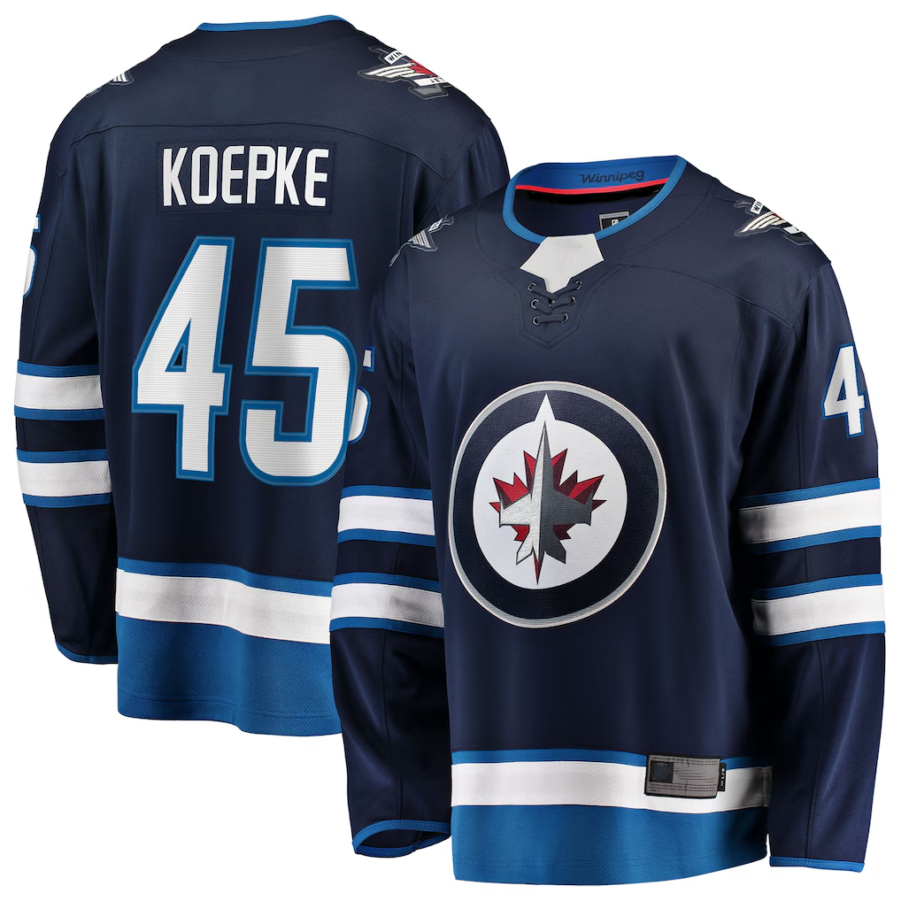 Tuec W.Jets #45 Cole Koepke Navy Home Breakaway Jerseys