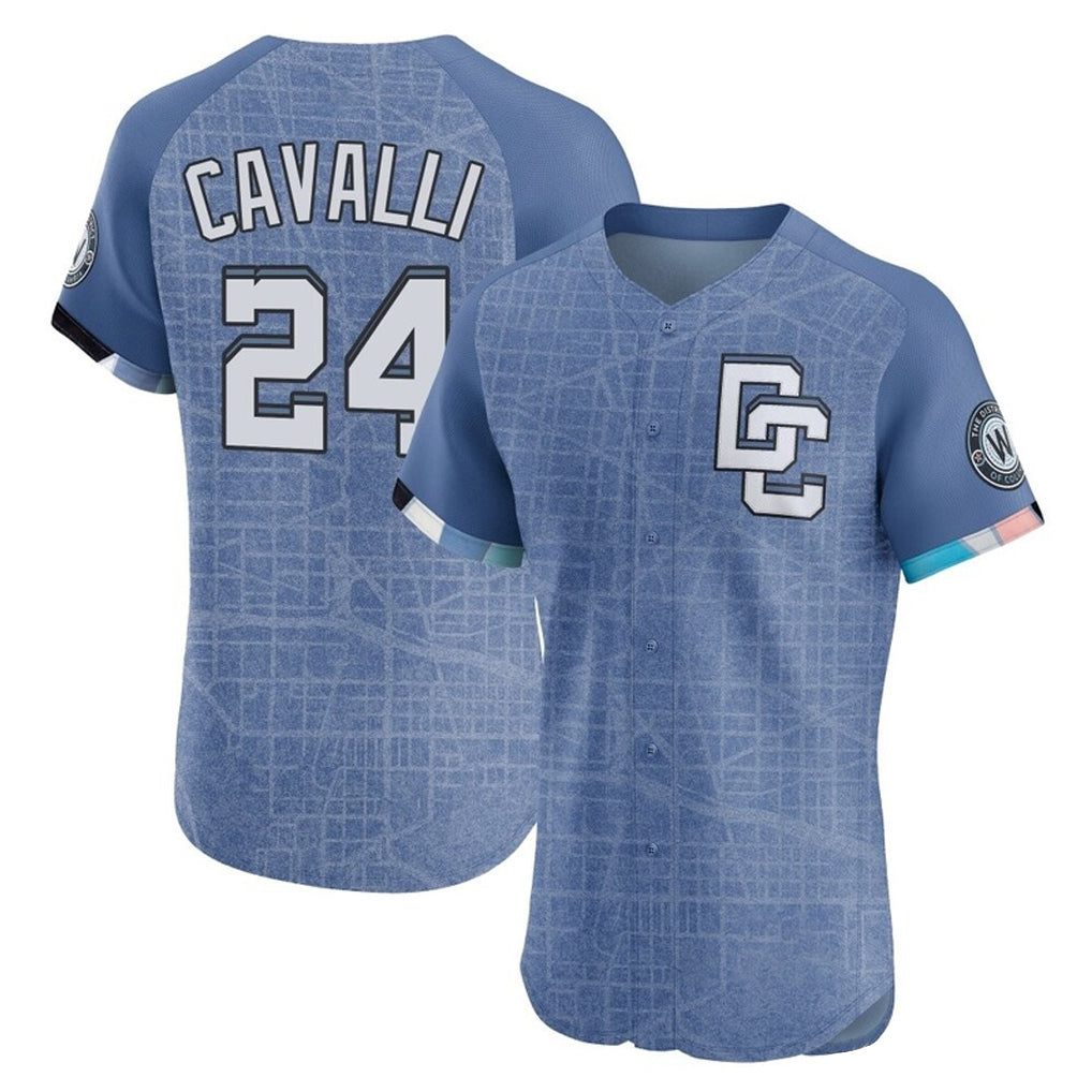 tuec W.Nationals #24 Cade Cavalli Player Blue City Connect Elite Limited Stitched Jerseys