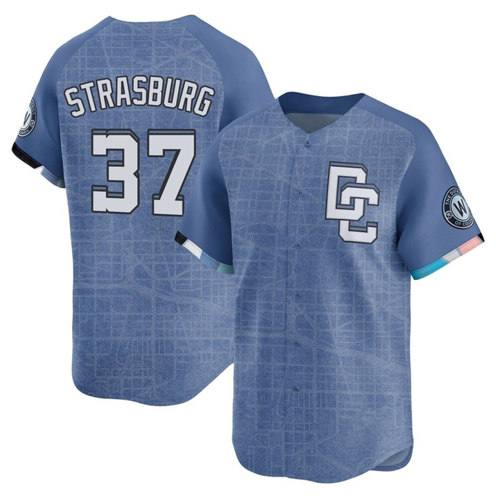 tuec W.Nationals #37 Stephen Strasburg Player Blue City Connect Elite Stitched Jerseys