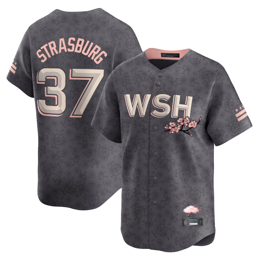 tuec W.Nationals #37 Stephen Strasburg Player Gray City Connect Stitched Jerseys