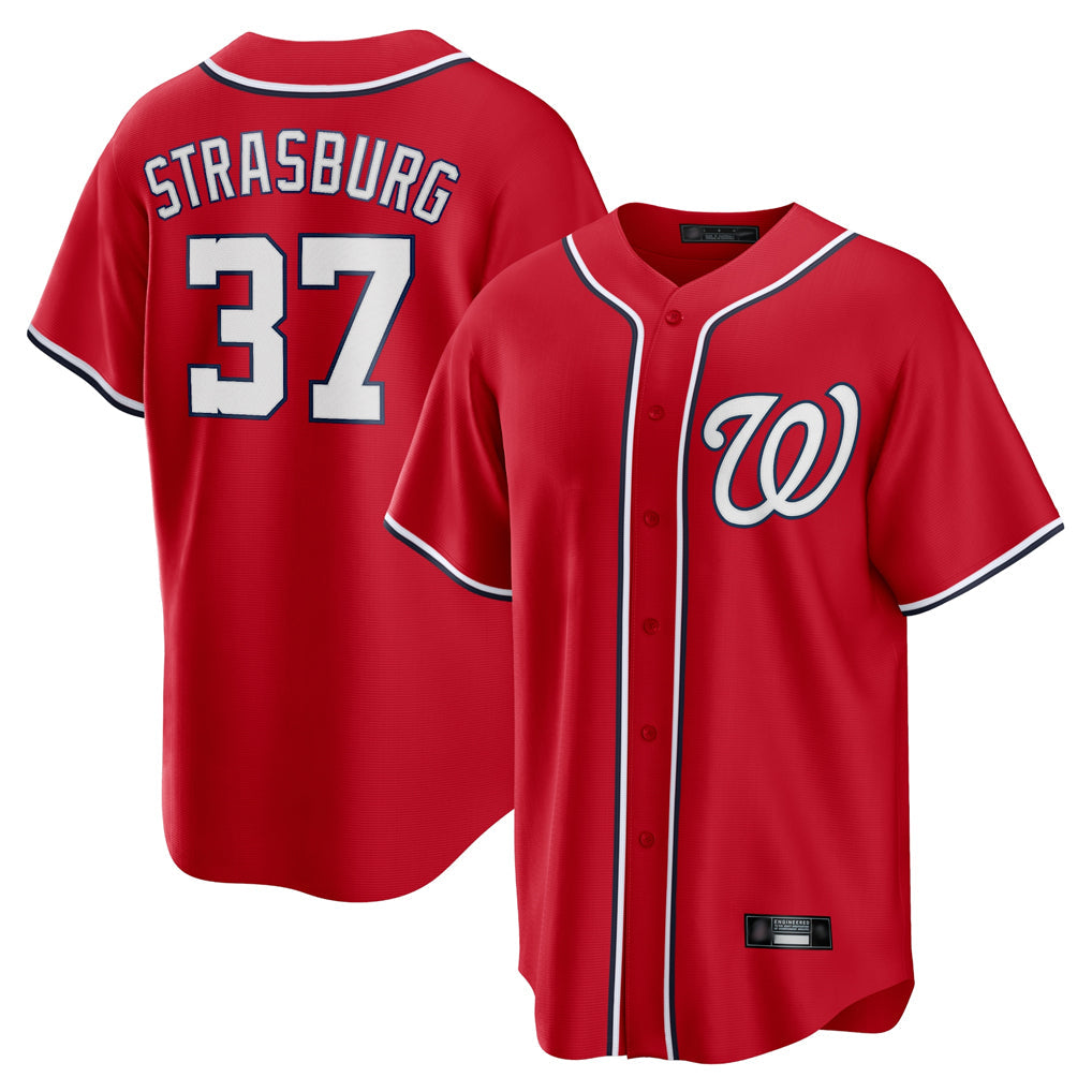 tuec W.Nationals #37 Stephen Strasburg Player Red Alternate Replica Player Game Stitched Jerseys