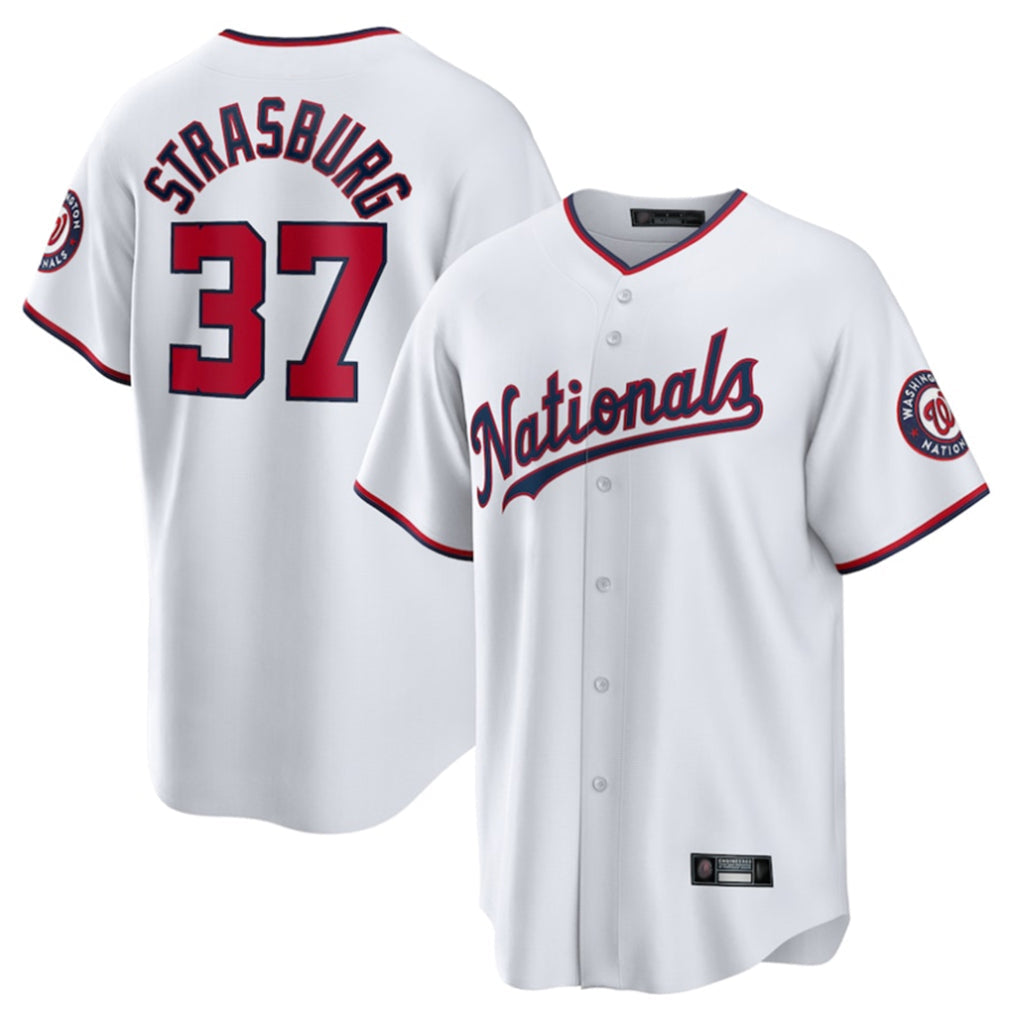 tuec W.Nationals #37 Stephen Strasburg Player White Home Game Stitched Jerseys