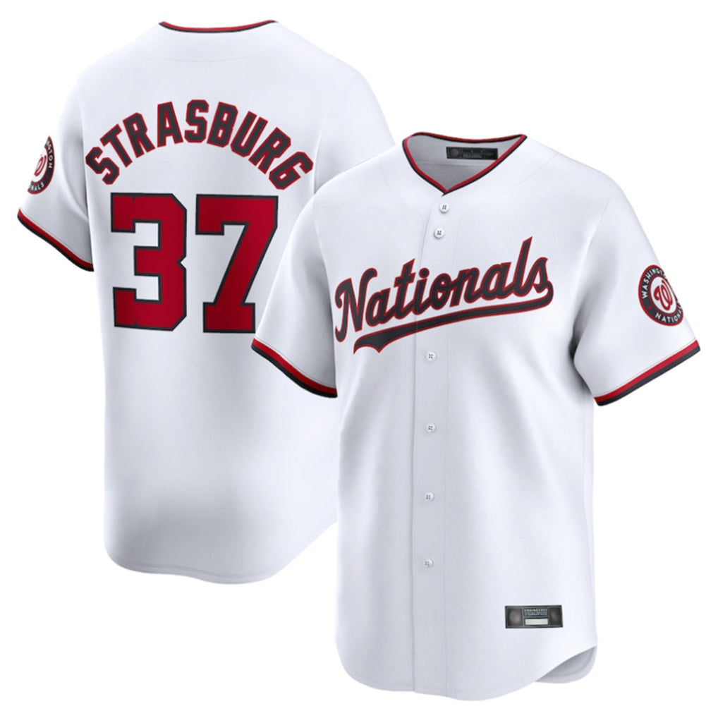 tuec W.Nationals #37 Stephen Strasburg Player White Home Limited Stitched Jerseys