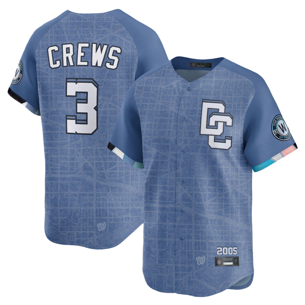 tuec W.Nationals #3 Dylan Crews Player Blue Limited City Connect Stitched Jerseys