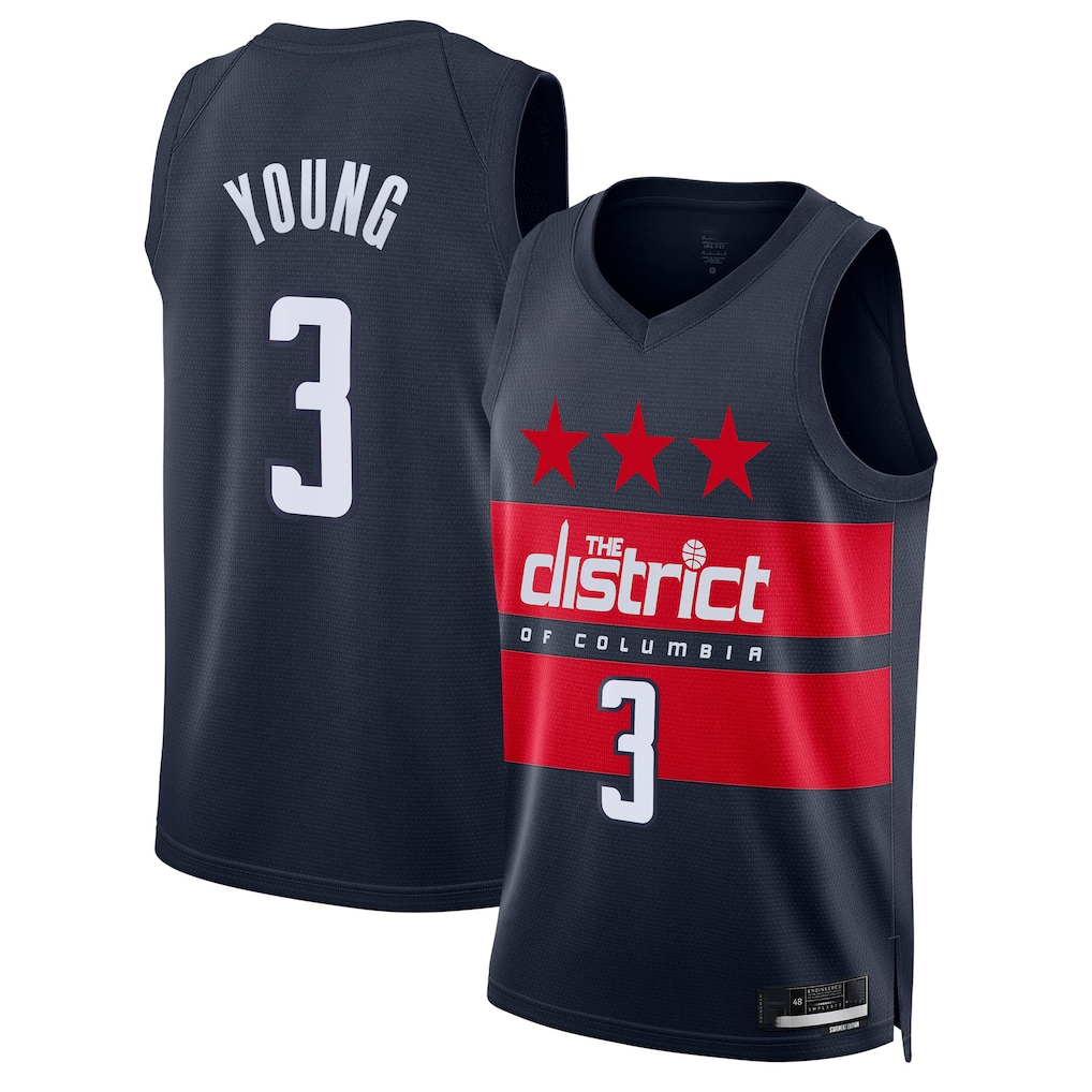 tuec W.Wizards #3 Trae Young Navy Swingman Jerseys - Statement Edition