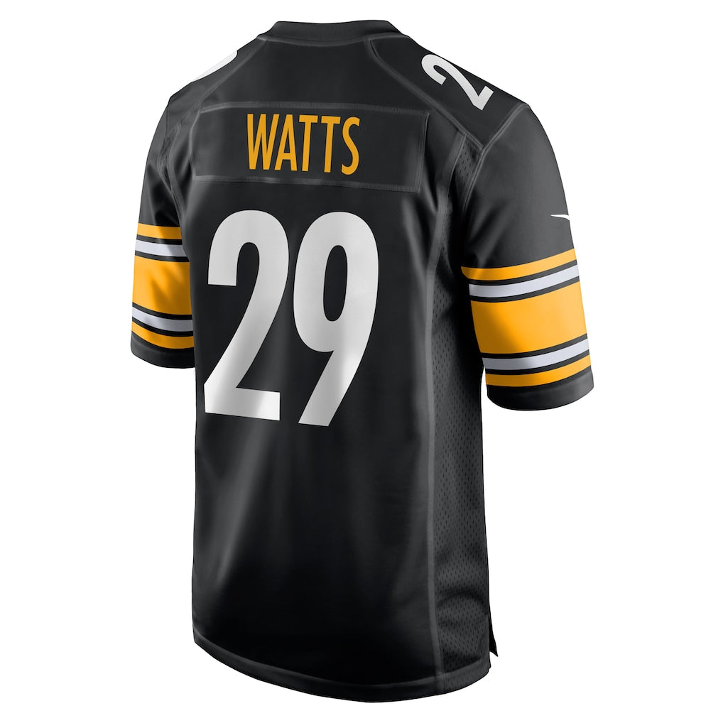 Tuec P.Steelers #29 Ryan Watts Black Game Jersey