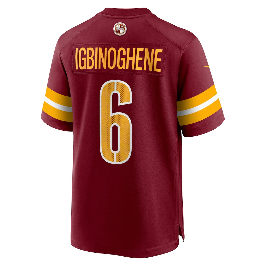 Tuec W.Commanders #6 Noah Igbinoghene Burgundy Team Game Jersey