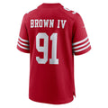 Tuec SF.49ers #91 Earnest Brown IV Scarlet Team Game Jersey