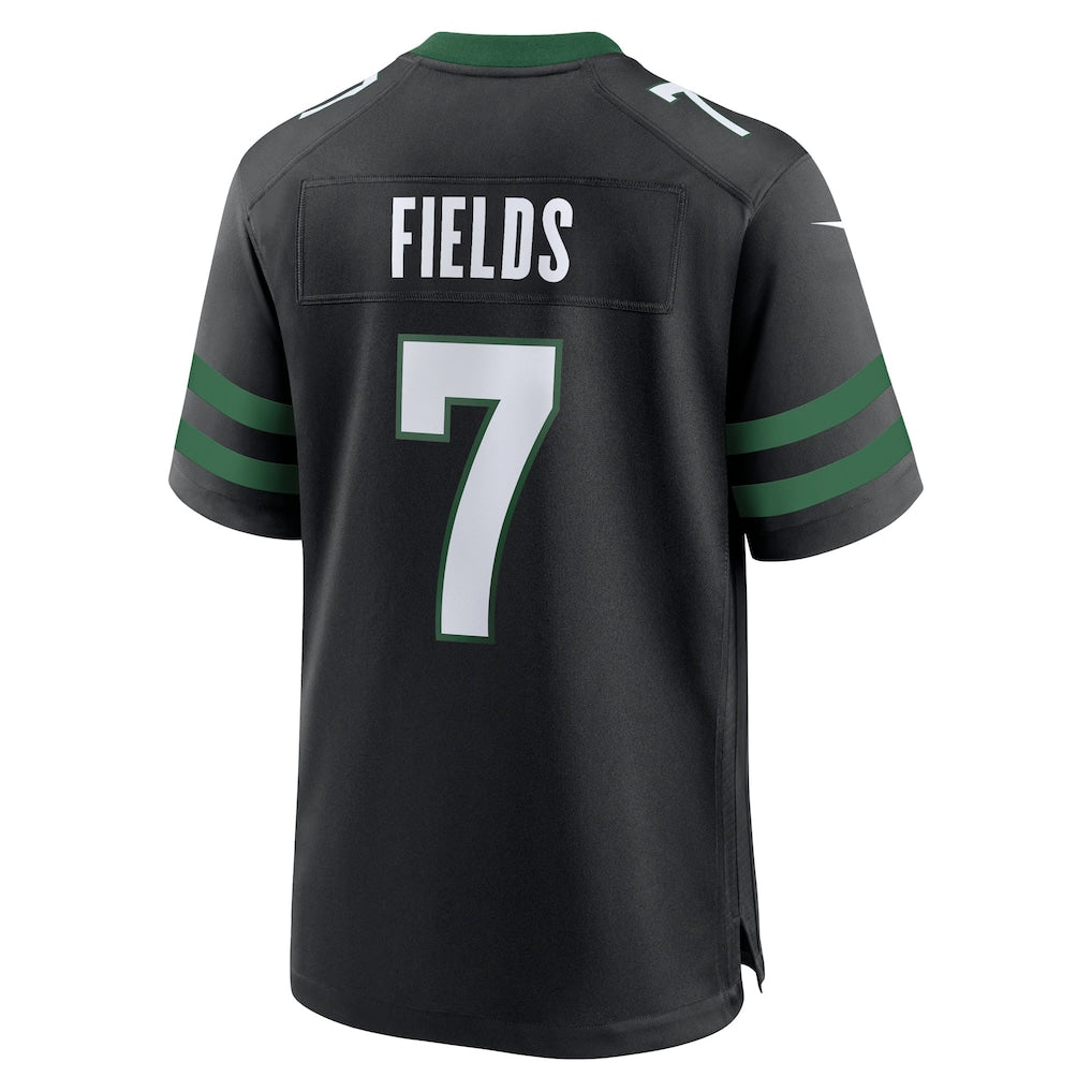 Tuec NY.Jets #7 Justin Fields Stealth Black Game Jersey